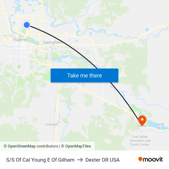 S/S Of Cal Young E Of Gilham to Dexter OR USA map