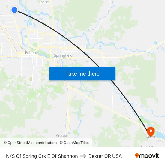 N/S Of Spring Crk E Of Shannon to Dexter OR USA map