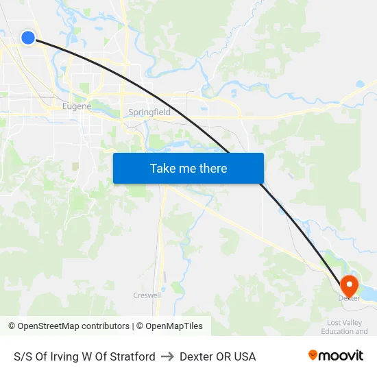 S/S Of Irving W Of Stratford to Dexter OR USA map