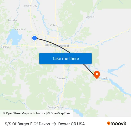 S/S Of Barger E Of Devos to Dexter OR USA map