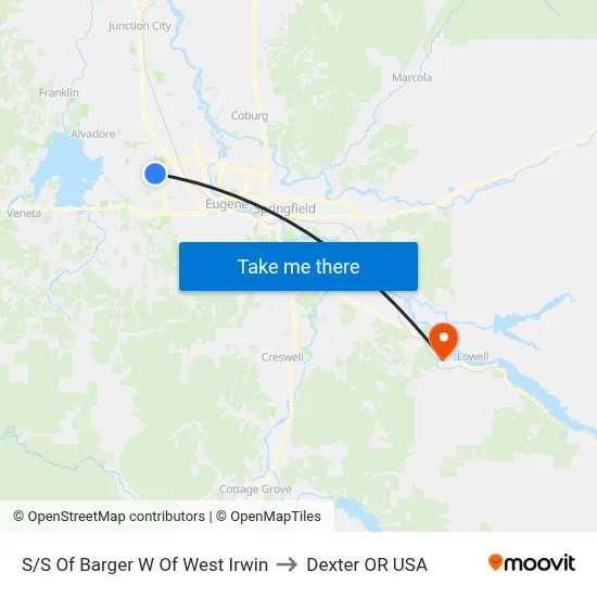 S/S Of Barger W Of West Irwin to Dexter OR USA map