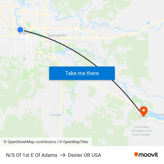 N/S Of 1st E Of Adams to Dexter OR USA map