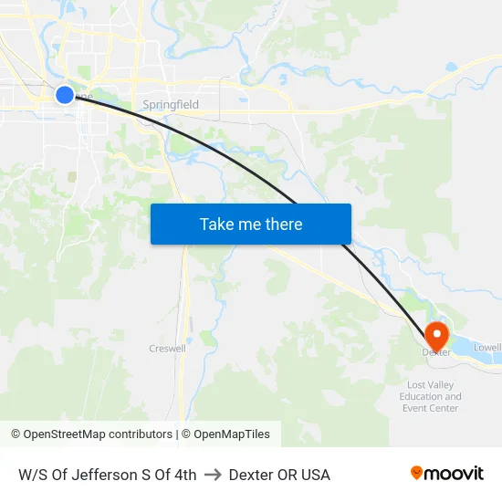 W/S Of Jefferson S Of 4th to Dexter OR USA map