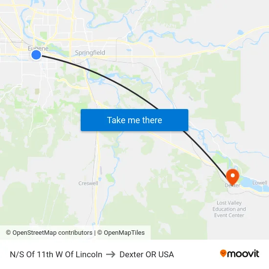 N/S Of 11th W Of Lincoln to Dexter OR USA map