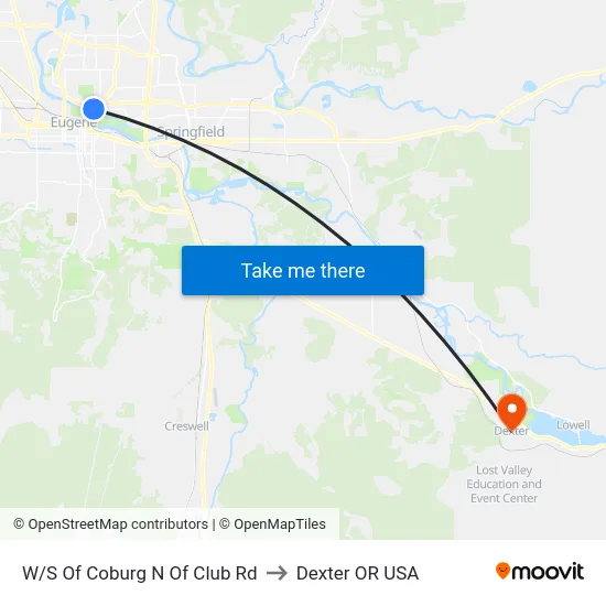 W/S Of Coburg N Of Club Rd to Dexter OR USA map