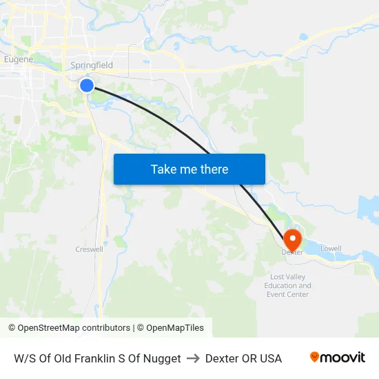 W/S Of Old Franklin S Of Nugget to Dexter OR USA map