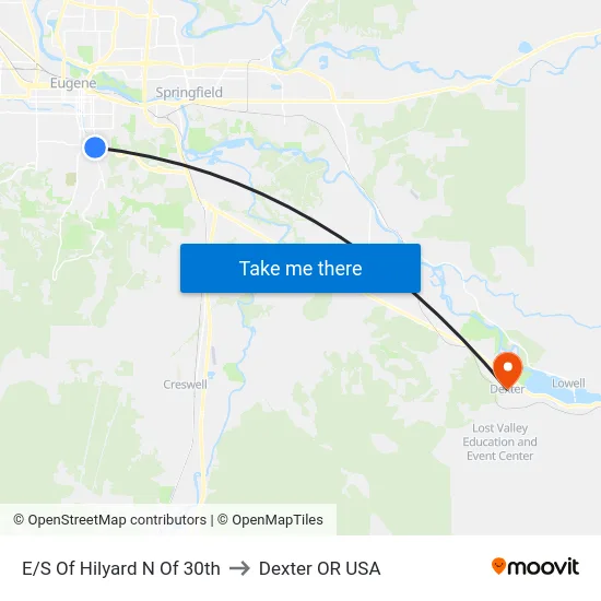 E/S Of Hilyard N Of 30th to Dexter OR USA map