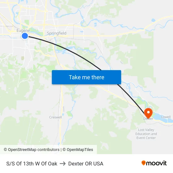 S/S Of 13th W Of Oak to Dexter OR USA map