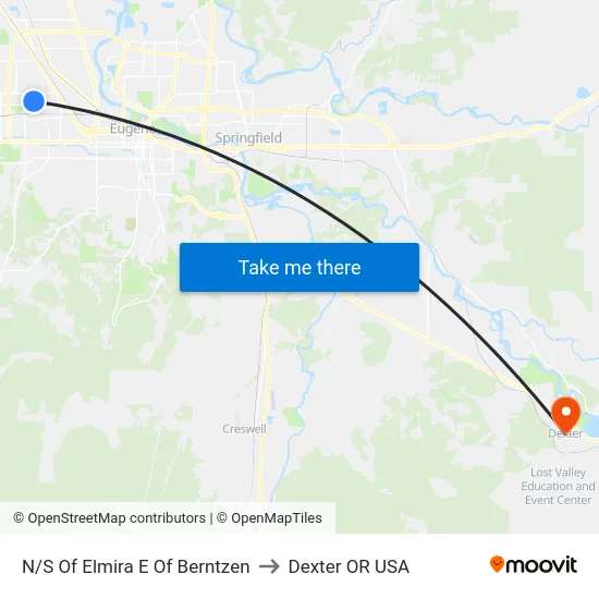 N/S Of Elmira E Of Berntzen to Dexter OR USA map