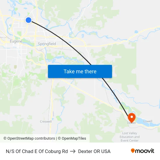 N/S Of Chad E Of Coburg Rd to Dexter OR USA map