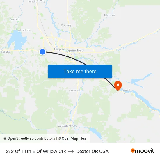 S/S Of 11th E Of Willow Crk to Dexter OR USA map