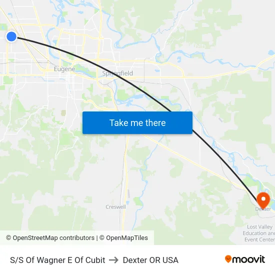 S/S Of Wagner E Of Cubit to Dexter OR USA map