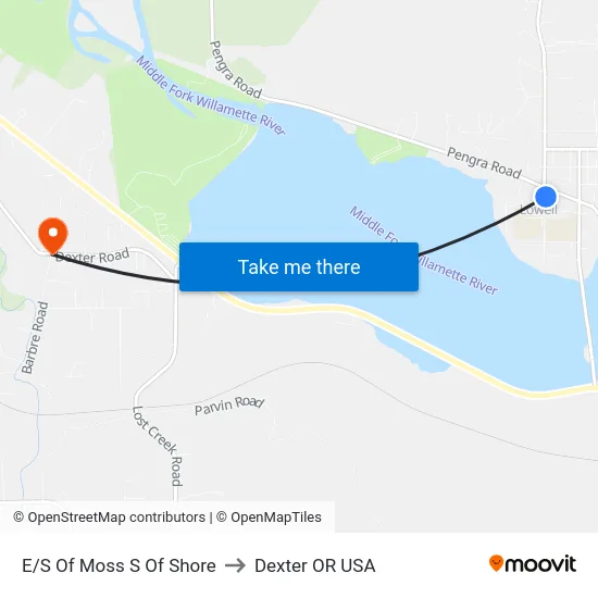 E/S Of Moss S Of Shore to Dexter OR USA map