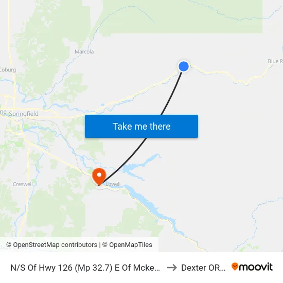 N/S Of Hwy 126 (Mp 32.7) E Of Mckenzie Baptist to Dexter OR USA map