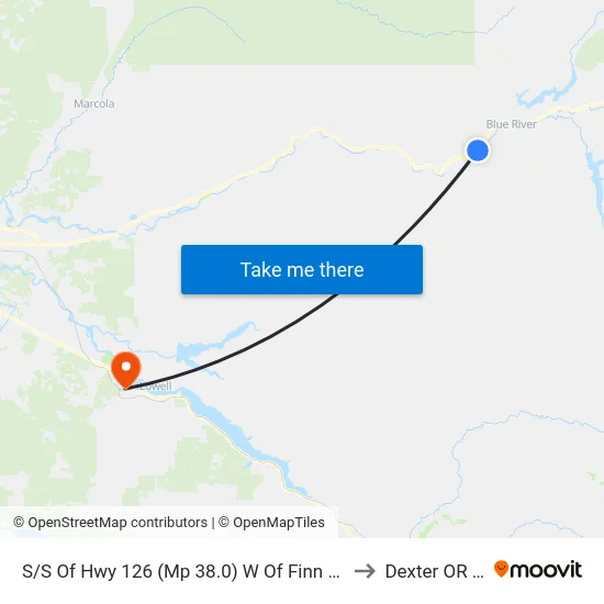 S/S Of Hwy 126 (Mp 38.0) W Of Finn Rock Store to Dexter OR USA map