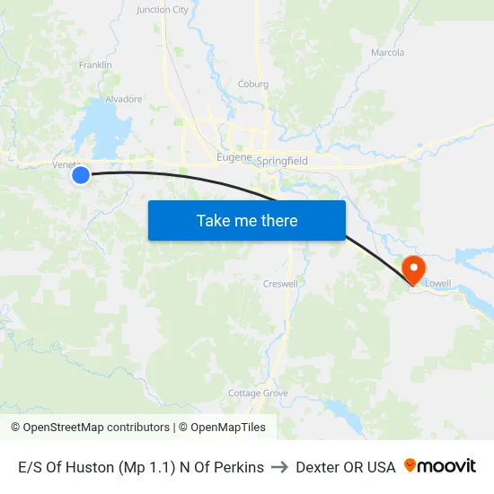 E/S Of Huston (Mp 1.1) N Of Perkins to Dexter OR USA map