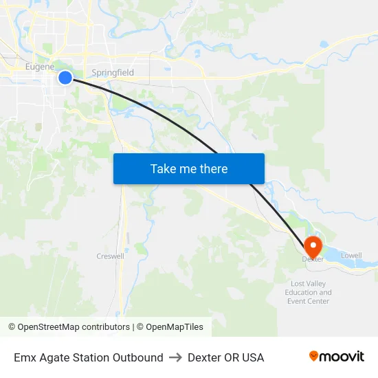 Emx Agate Station Outbound to Dexter OR USA map