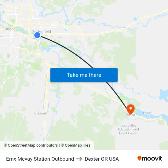 Emx Mcvay Station Outbound to Dexter OR USA map