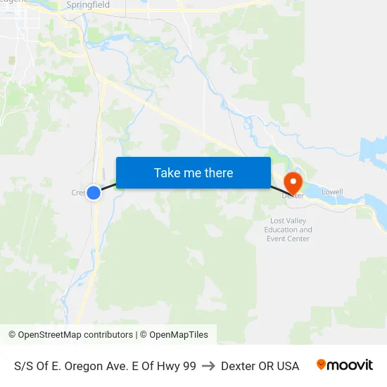 S/S Of E. Oregon Ave. E Of Hwy 99 to Dexter OR USA map