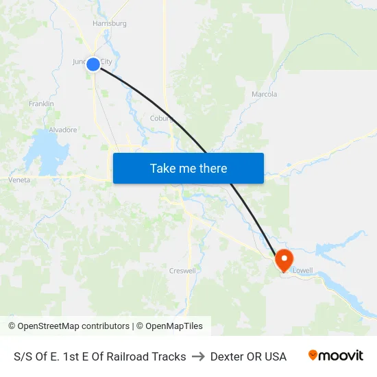 S/S Of E. 1st E Of Railroad Tracks to Dexter OR USA map