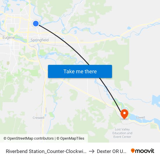 Riverbend Station_Counter-Clockwise to Dexter OR USA map