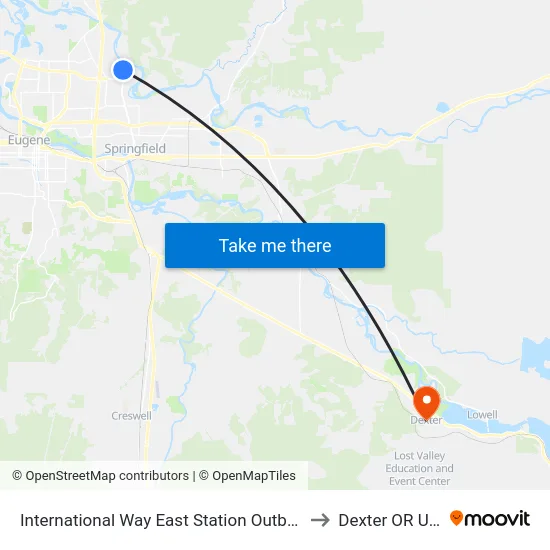International Way East Station Outbound to Dexter OR USA map