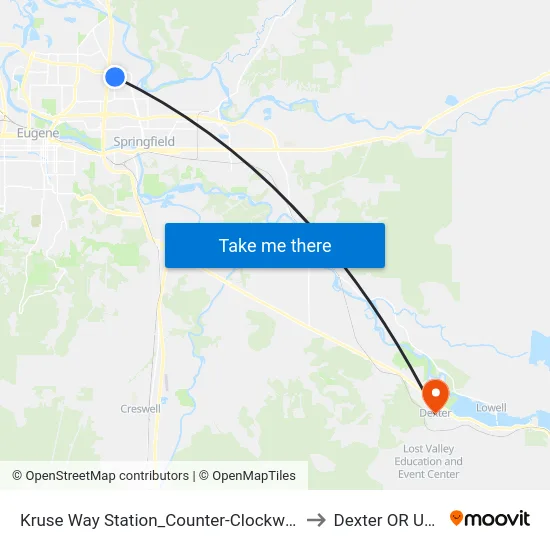 Kruse Way Station_Counter-Clockwise to Dexter OR USA map