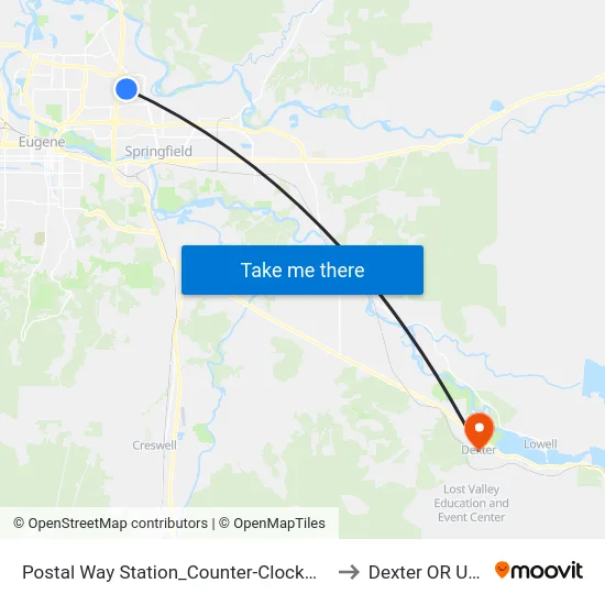 Postal Way Station_Counter-Clockwise to Dexter OR USA map