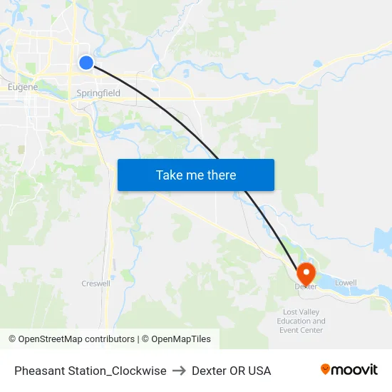 Pheasant Station_Clockwise to Dexter OR USA map