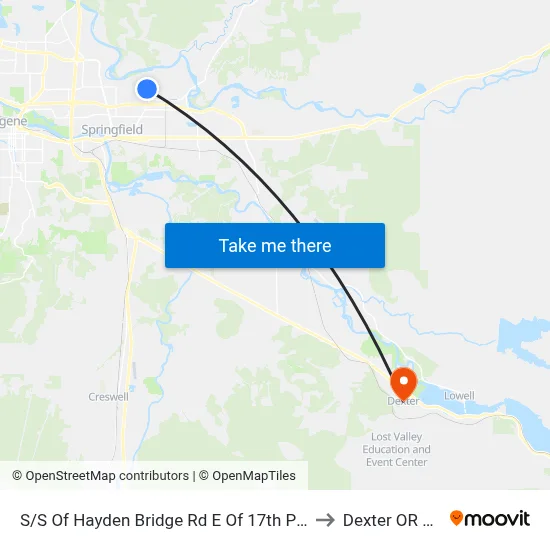 S/S Of Hayden Bridge Rd E Of 17th Place N to Dexter OR USA map