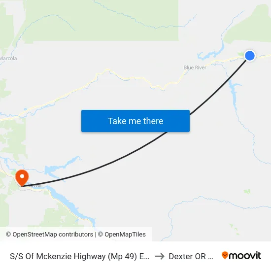 S/S Of Mckenzie Highway (Mp 49) E Of Dw to Dexter OR USA map