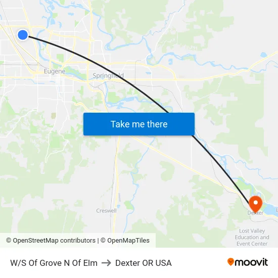 W/S Of Grove N Of Elm to Dexter OR USA map