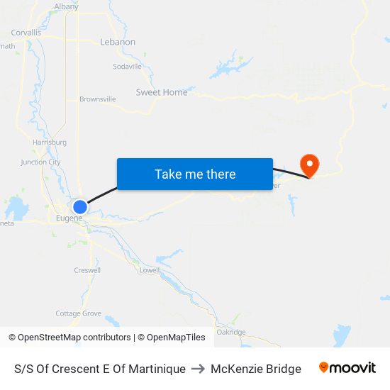 S/S Of Crescent E Of Martinique to McKenzie Bridge map