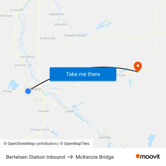 Bertelsen Station Inbound to McKenzie Bridge map