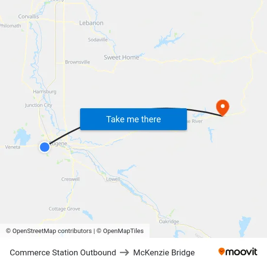 Commerce Station Outbound to McKenzie Bridge map