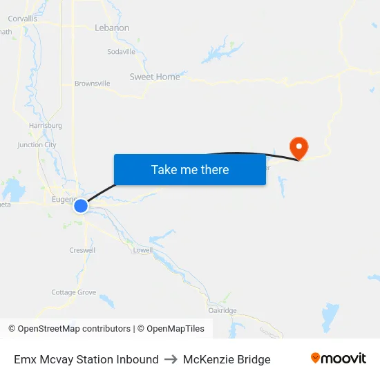 Emx Mcvay Station Inbound to McKenzie Bridge map