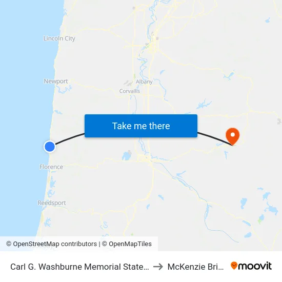 Carl G. Washburne Memorial State Park to McKenzie Bridge map