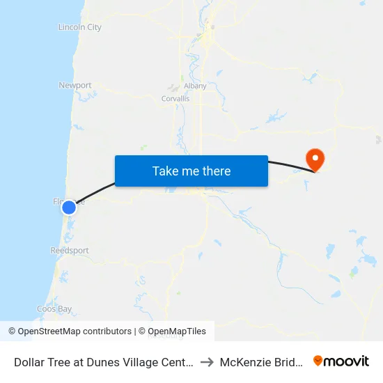 Dollar Tree at Dunes Village Center to McKenzie Bridge map
