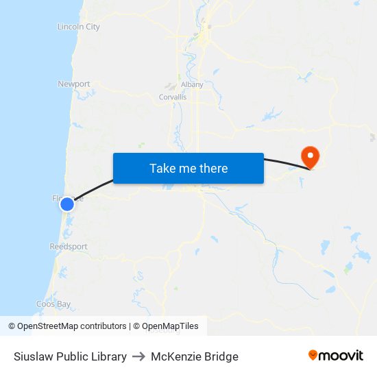 Siuslaw Public Library to McKenzie Bridge map