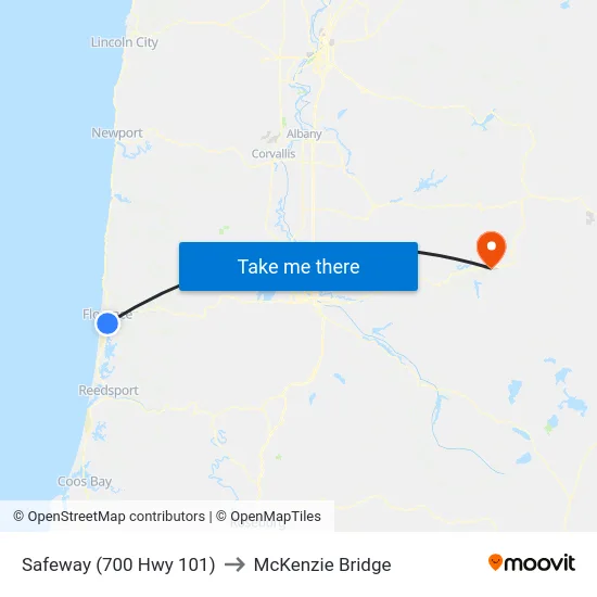 Safeway (700 Hwy 101) to McKenzie Bridge map