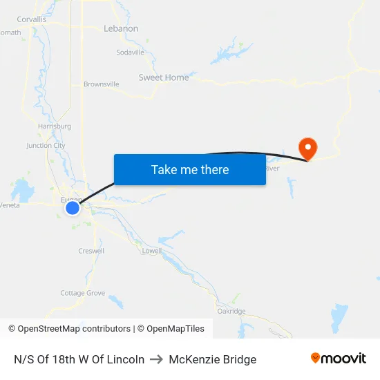 N/S Of 18th W Of Lincoln to McKenzie Bridge map