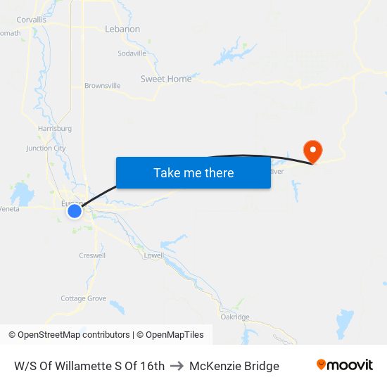 W/S Of Willamette S Of 16th to McKenzie Bridge map