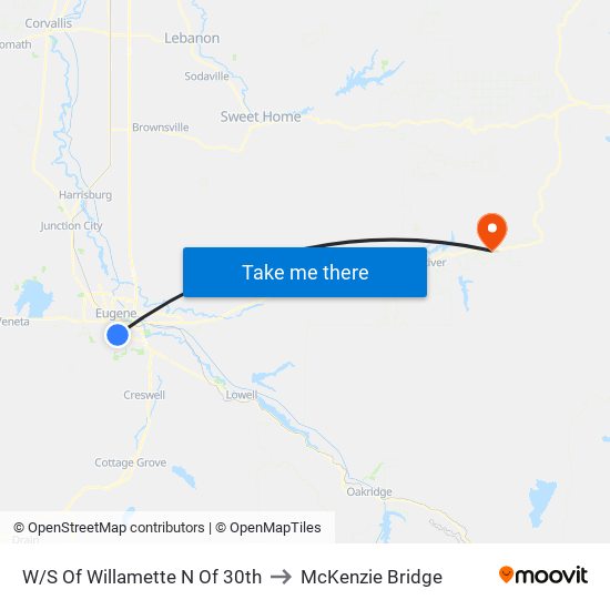 W/S Of Willamette N Of 30th to McKenzie Bridge map