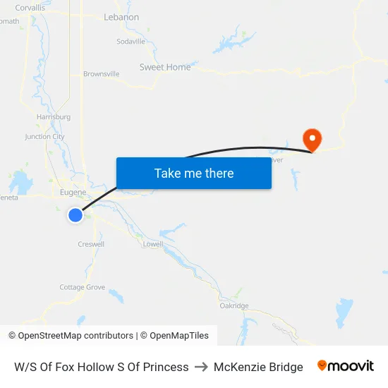 W/S Of Fox Hollow S Of Princess to McKenzie Bridge map
