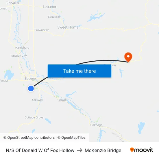 N/S Of Donald W Of Fox Hollow to McKenzie Bridge map