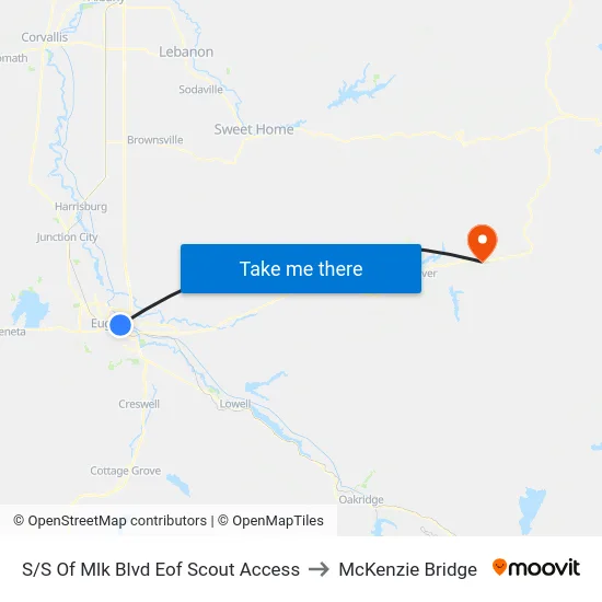 S/S Of Mlk Blvd Eof Scout Access to McKenzie Bridge map