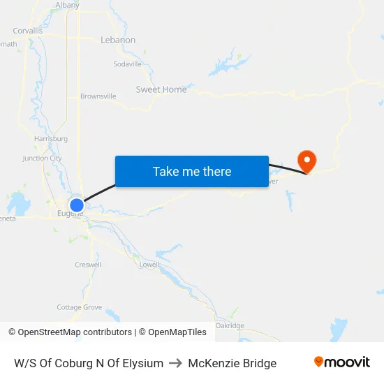 W/S Of Coburg N Of Elysium to McKenzie Bridge map