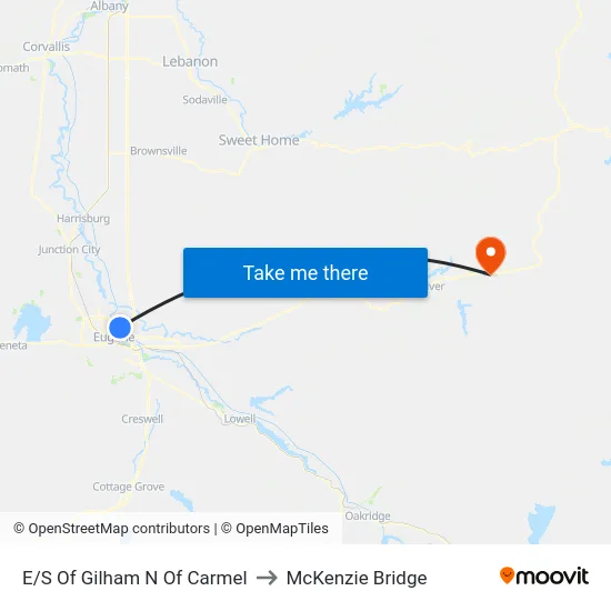 E/S Of Gilham N Of Carmel to McKenzie Bridge map