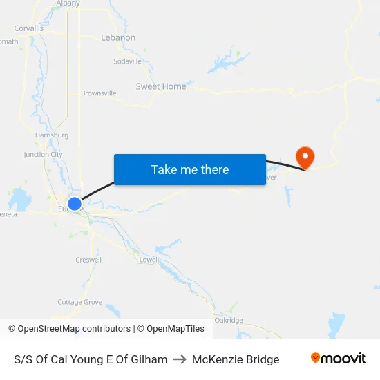 S/S Of Cal Young E Of Gilham to McKenzie Bridge map