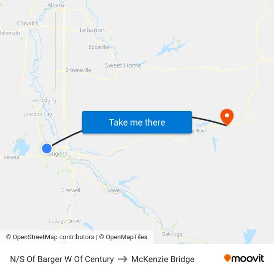N/S Of Barger W Of Century to McKenzie Bridge map